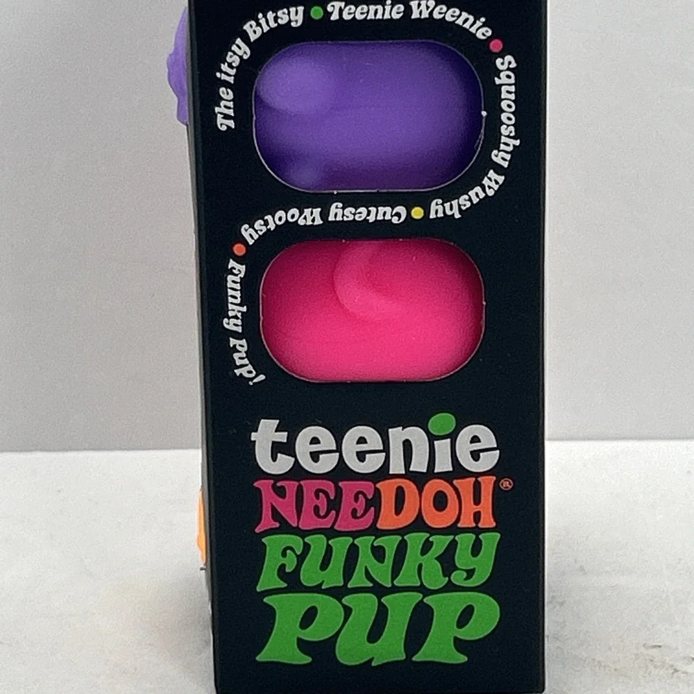 Schylling Teenie NeeDoh Funky Pup 3 Pack Squeeze Fidget Toy Purple/Orange /Pink